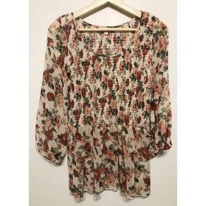 Hem & Thread Floral Smocked Top // L